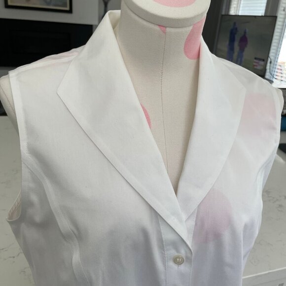 Jones New York Platinum Collection Slvless Button Down Blouse White Sz 10 NWOT - Picture 3 of 8